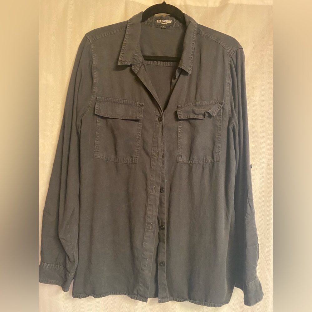 Velvet Heart Button-Down Shirt - Charcoal Gray